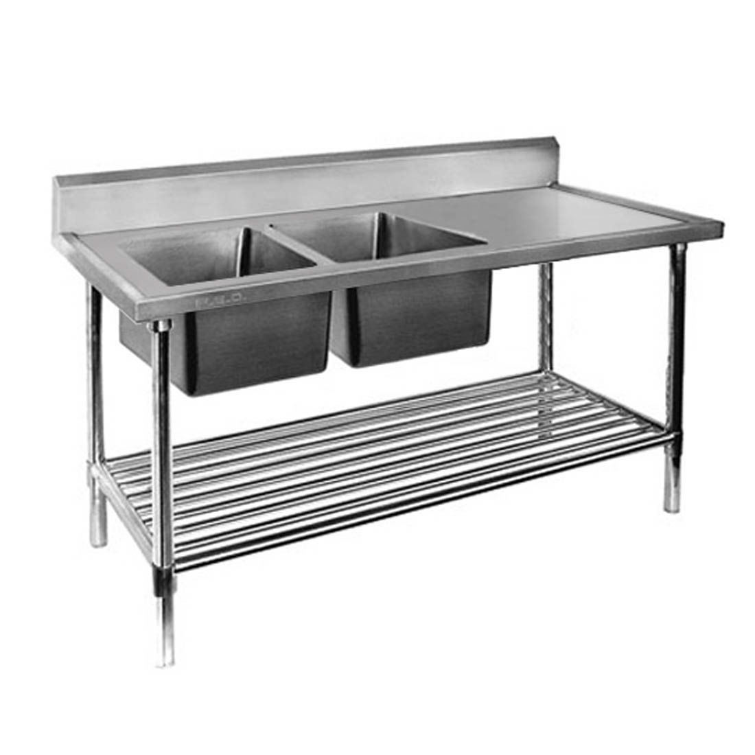 DSB6-1500L/A Double Left Sink Bench with Pot Undershelf