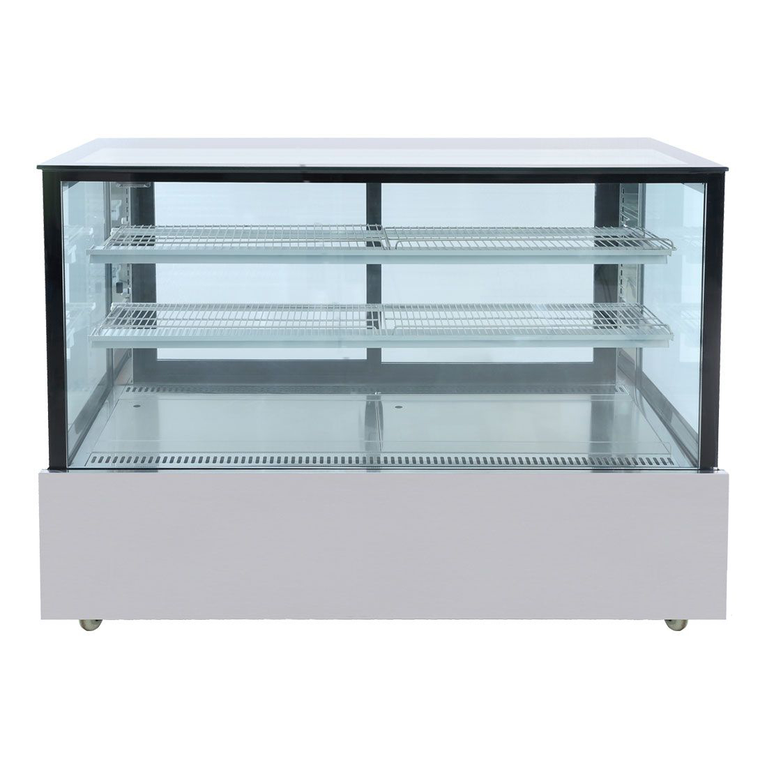 SSU150-2XB Black Trim Square Glass Cake Display 2 Shelves 1500x700x1100