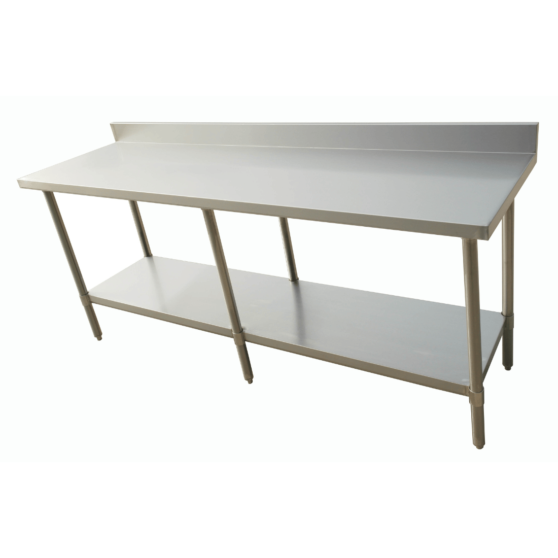 Modular Systems 2400-7-WBB Economic 304 Grade Stainless Steel Table with splashback - 6 legs