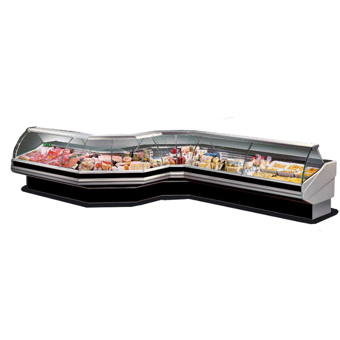 Tecnodom CN90E Corner External Glass Curved Front Glass Deli Display