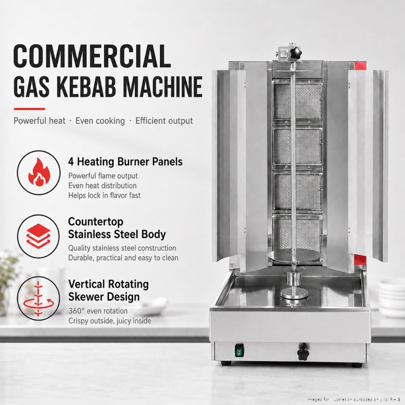 KEBAB機 GasMax Semi-automatic 4 Burner NG Kebab Machine – KB-4
