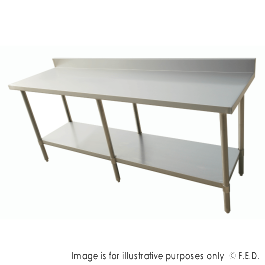 Economic 304 Grade Stainless Steel Table with Splashback 2400x700x900 - 6 legs