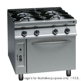 Fagor 900 series natural gas 4 burner with gas oven (GN 2/1) under CG9-41H