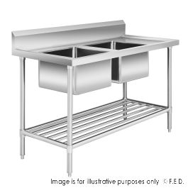Double Left Sink Bench with Pot Undershelf DSB7-1500L/A