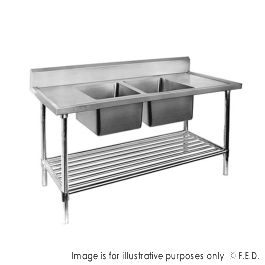 Double Centre Sink Bench with Pot Undershelf DSB7-1800C/A