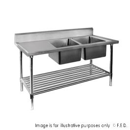 Double Right Sink Bench with Pot Undershelf DSB7-1800R/A