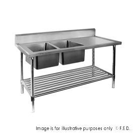 Double Left Sink Bench with Pot Undershelf DSB7-2100L/A