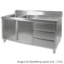 DSC-1800L-H Kitchen Tidy Cabinet with Double Left Sinks