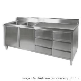 Kitchen Tidy Cabinet with Double Left Sinks
