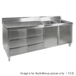 Kitchen Tidy Cabinet with Double Right Sinks
