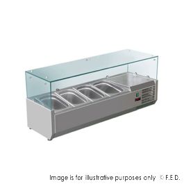 FED-X Flat Glass Salad Bench - XVRX1200/380
