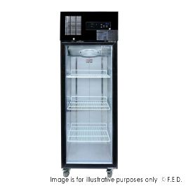 Single Glass Door Upright Fridge Black Stainless Steel - SUCG500B
