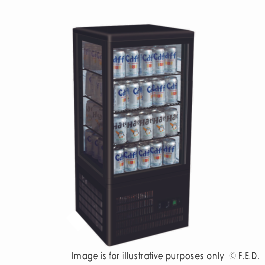Thermaster Four-Sided Countertop Beverage Display Fridge Black