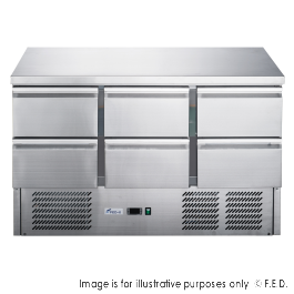 FED-X Six Drawer Compact Workbench Fridge - XGNS1300-6D