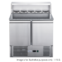 FED-X Two Door Salad Prep Fridge with Marble Top - XGNS900E