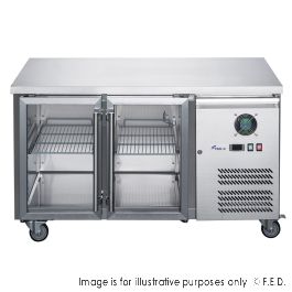 FED-X Two Glass Door Bench Fridge Stainless Steel - XUB6C13G2V