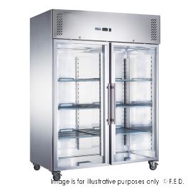 FED-X S/S Two Full Glass Door Upright Freezer - XURF1200G2V