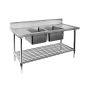 Modular System Double Centre Sink Bench with Pot Undershelf - DSB6-1500C/A 