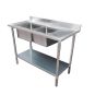 Economic 304 Grade Stainless Steel Double Sink Benches 600mm Deep