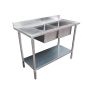 Economic 304 Grade Stainless Steel Double Sink Benches 600mm Deep