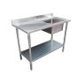 Economic 304 Grade Stainless Steel Single Sink Benches 600 Deep