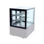 SSU90-2XB Black Trim Square Glass Cake Display 2 Shelves front side