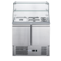 FED-X Two Door Salad Prep Fridge with Square Glass Top - XS900GC
