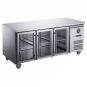 FED-X Three Glass Door Bench Fridge Stainless Steel - XUB6C18G3V