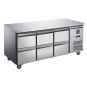 FED-X S/S Six-Door Bench Fridge with Drawers - XUB7C18S3D