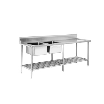 DSBD7-2400L/A Left Inlet Double Sink Dishwasher Bench