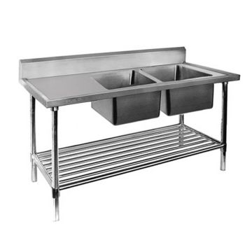 Premium Stainless Steel Double Sink Bench 600mm Deep
