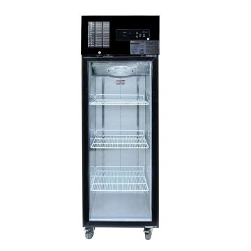 Single Glass Door Upright Fridge Black Stainless Steel - SUCG500B front