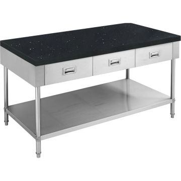 SWBD-6 Stone Top Work Bench with Drawers and Undershelf