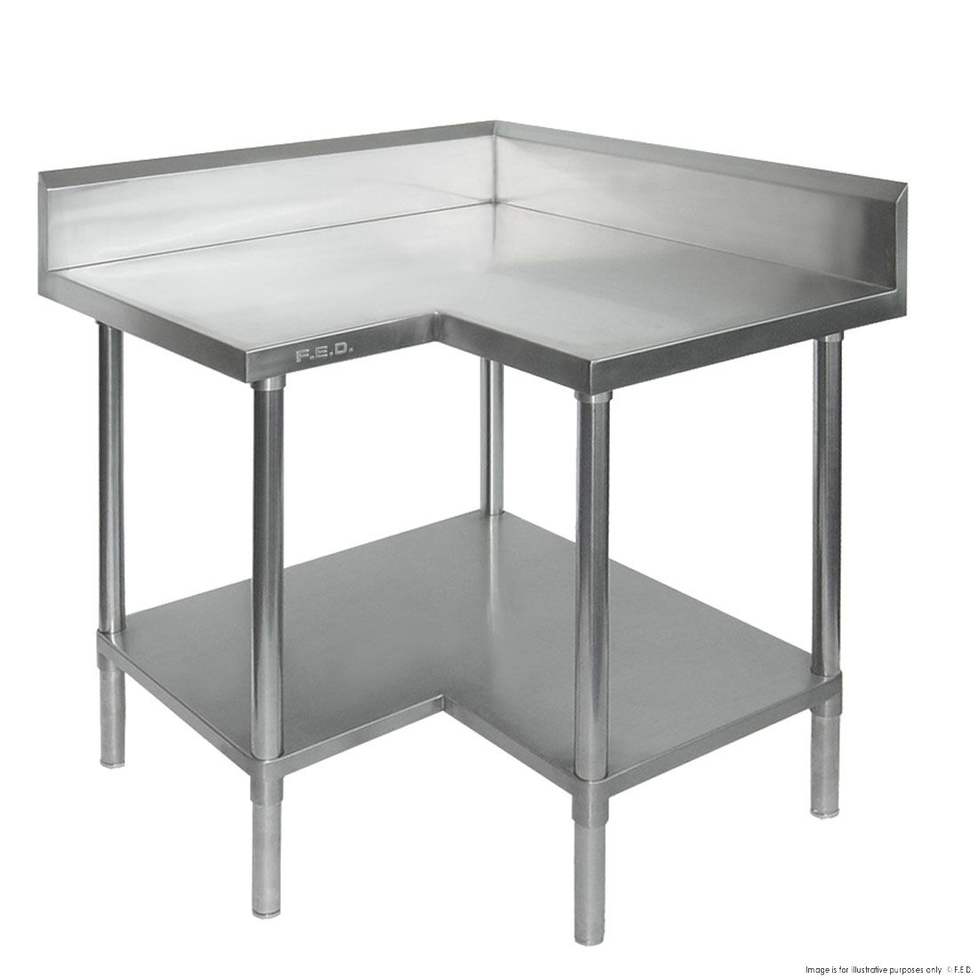 Economic Corner Workbench, 100mm Splashback & Undershelf - 0900-6-WBCB