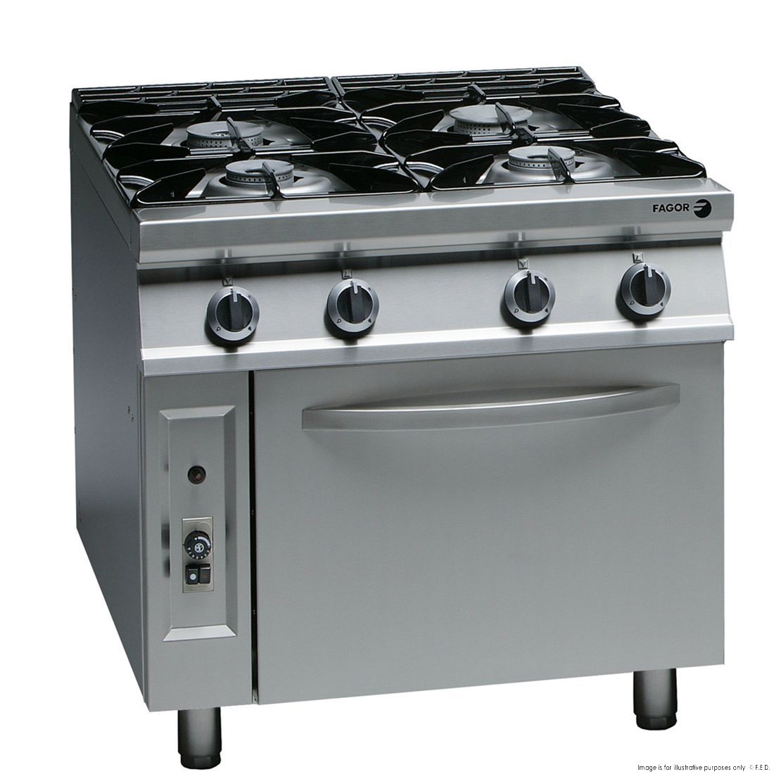 Fagor 900 series natural gas 4 burner with gas oven (GN 2/1) under CG9-41H
