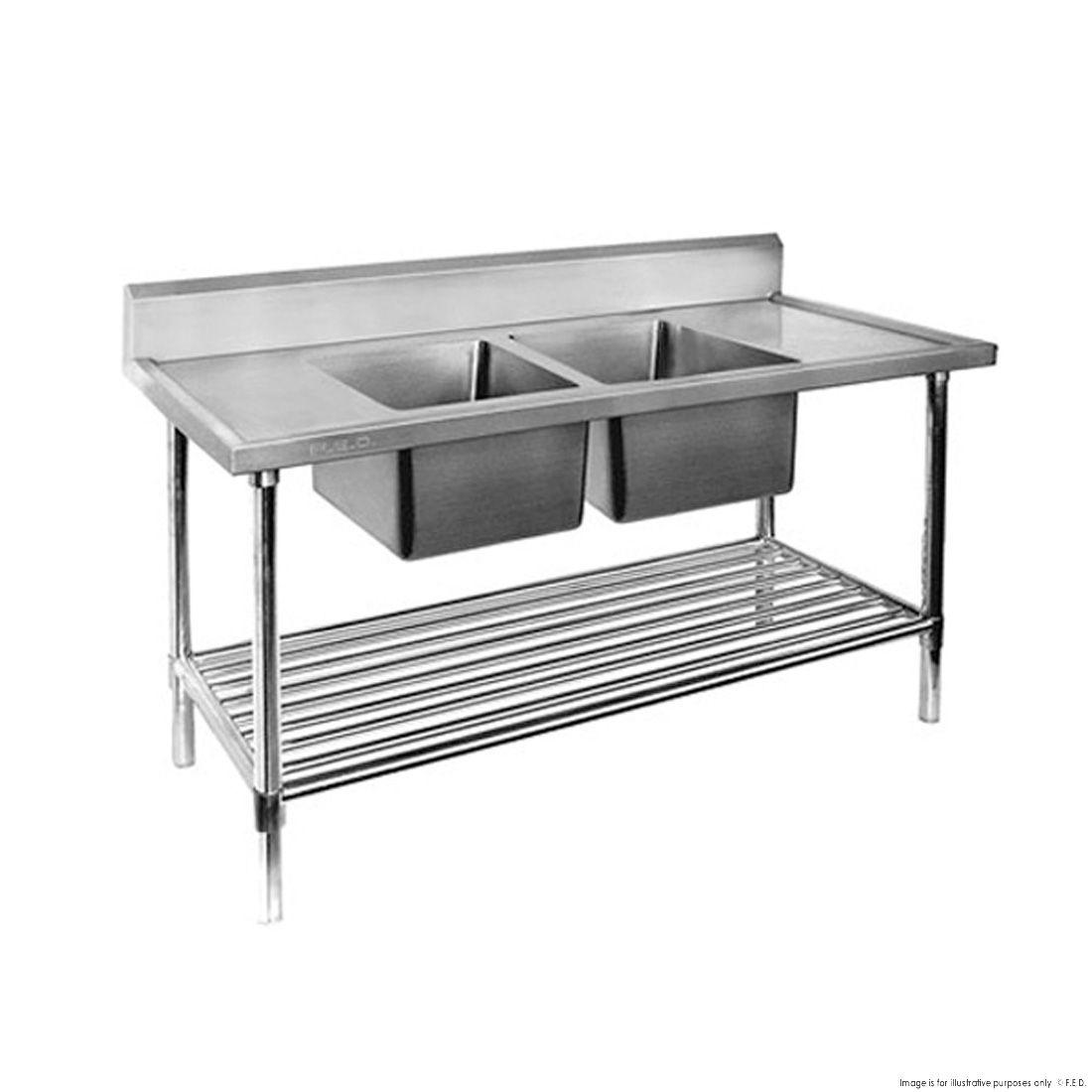 Double Centre Sink Bench with Pot Undershelf
