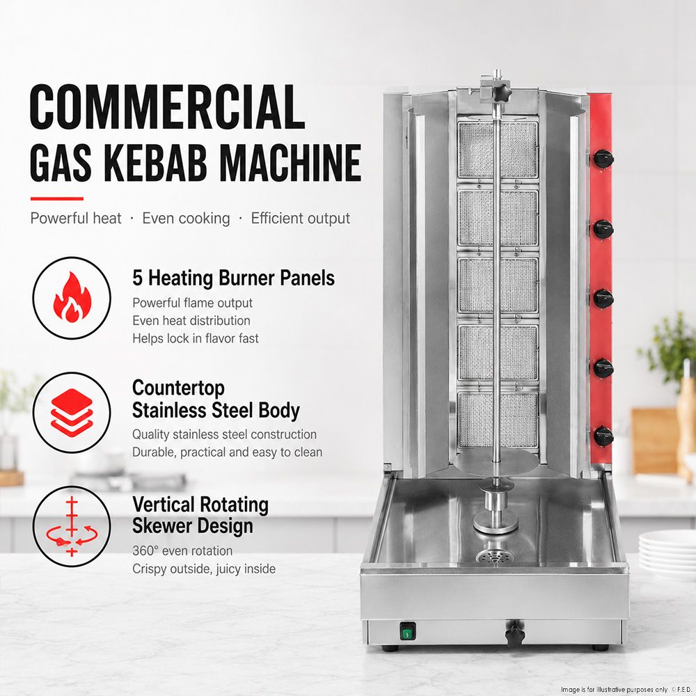 GasMax Semi-automatic 5 Burner LPG Kebab Machine – KB-5LPG