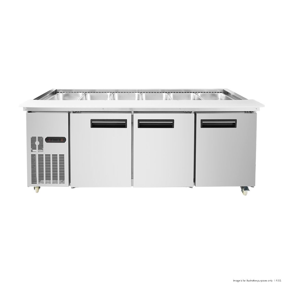 Thermaster Three Door Cold Bench Salad Station 6x1/1 GN Pans PG210FA-XB