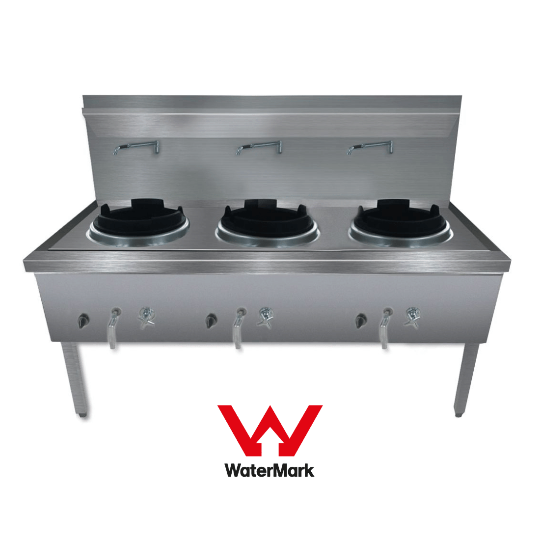 Gasmax Stainless Steel Waterless LPG Triple Wok Chimney Burner - WW-3LC