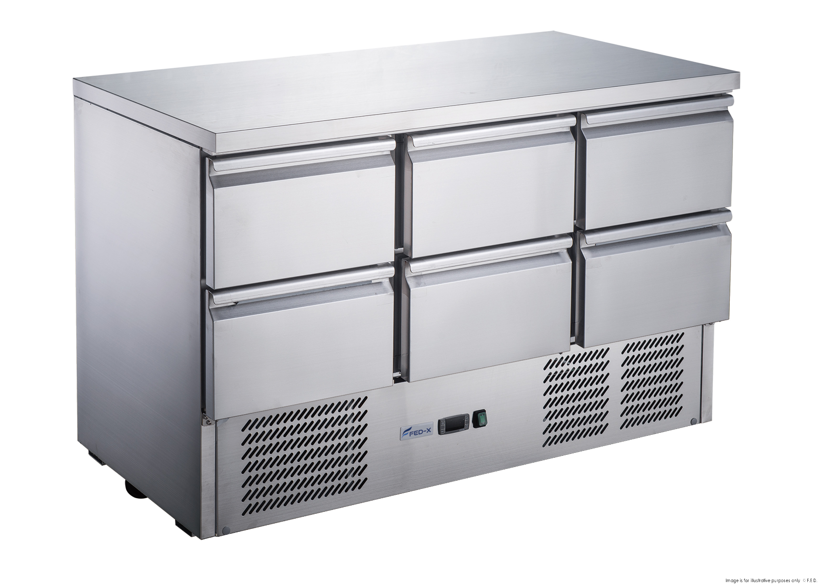 FED-X Six Drawer Compact Workbench Fridge - XGNS1300-6D