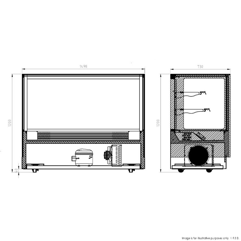 Modern 2 Shelves Cake or Food Display - GAN-1500RF2