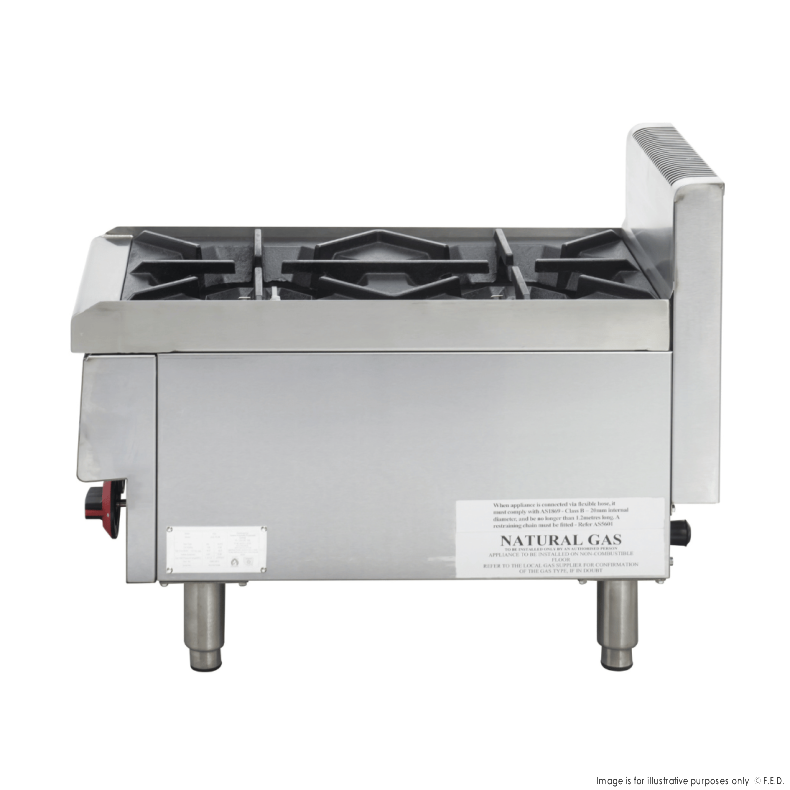 GASMAX Benchtop Natural Gas 2 Burner Cooktop with splashback JUS-TR-2B