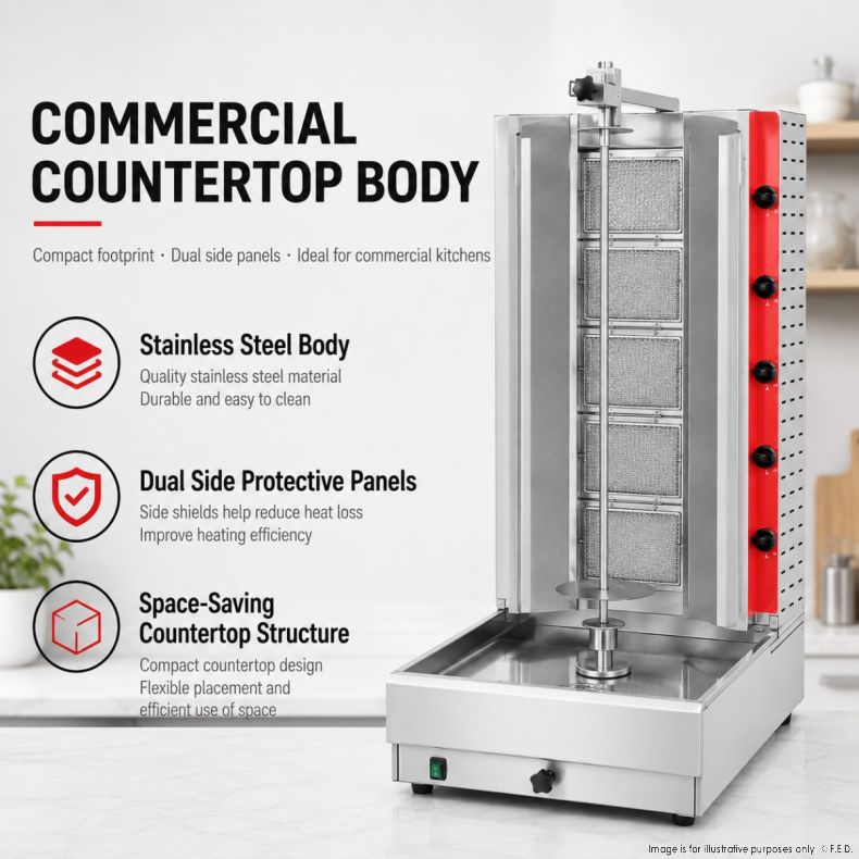 Gasmax Semi-automatic 5 Burner LPG Kebab Machine - KB-5LPG