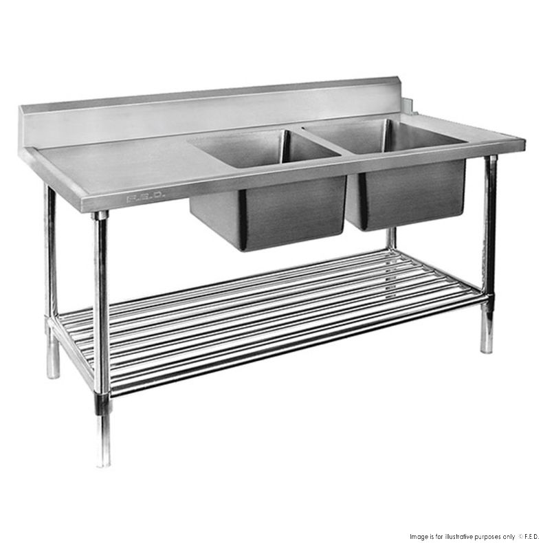 2NDs: Right Inlet Double Sink Dishwasher Bench DSBD7-2400R/A-NSW1516 main product photo