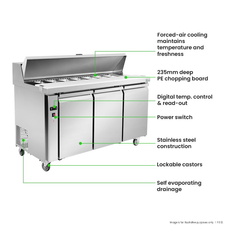 Thermaster three door Sandwich Bar - SLB150