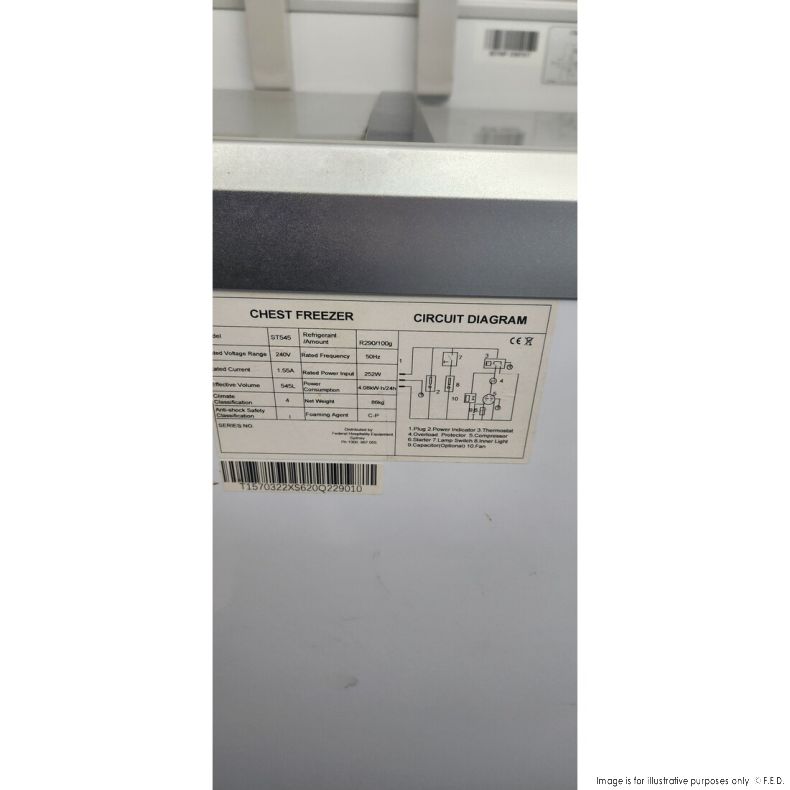 2NDs: Thermaster Two glass sliding lids chest freezer with castors - ST545-QLD236