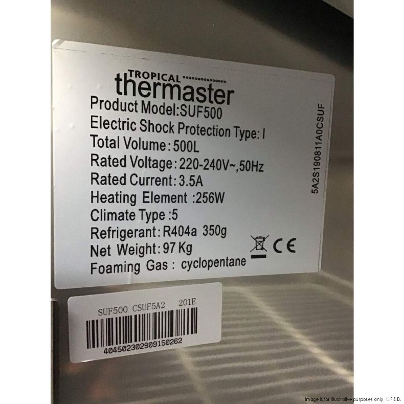 Second Hand TROPICAL Thermaster 2 x ½ door SS Freezer SUF500 info