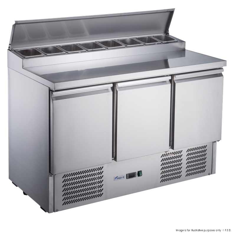 FED-X Three Door Salad Prep Fridge - XGNS1300D