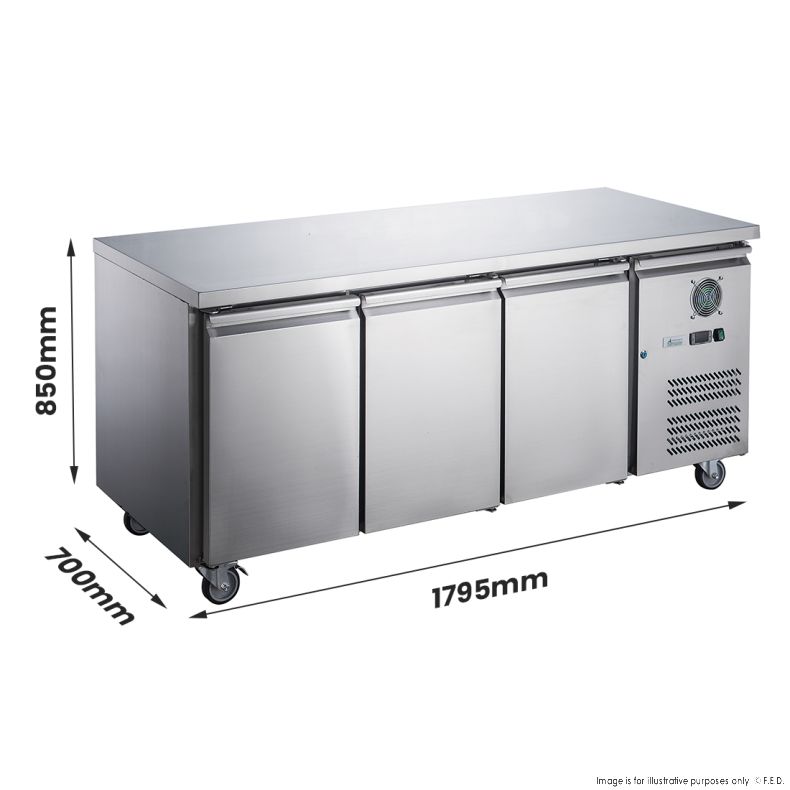 FED-X S/S Three Door Bench Fridge - XUB7C18S3V