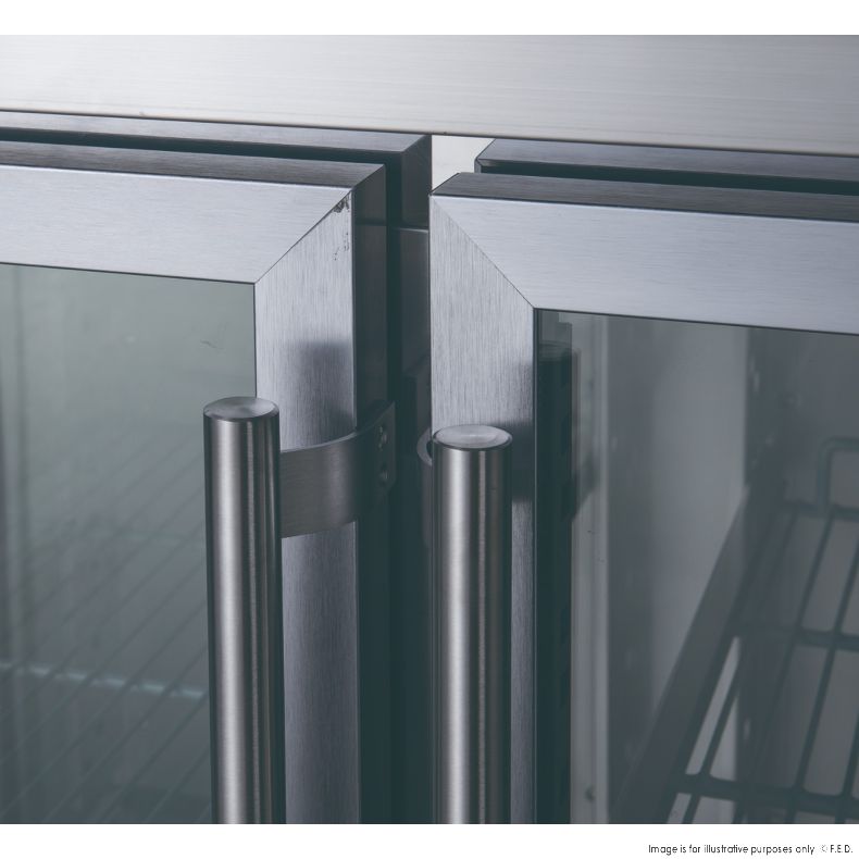 FED-X Three Glass Door Bench Fridge Stainless Steel - XUB6C18G3V